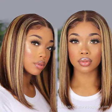Wholsale Very Short Afro Cheap Curly Peruvian 100%Humain Hair Glueless Hd Ombre Lace Front Bob Wigs For Black Women